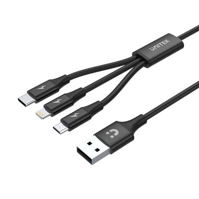 UNITEK USB-A 3in1 HIZLI ŞARJ 1.2MT 2.4A (C14049BK)